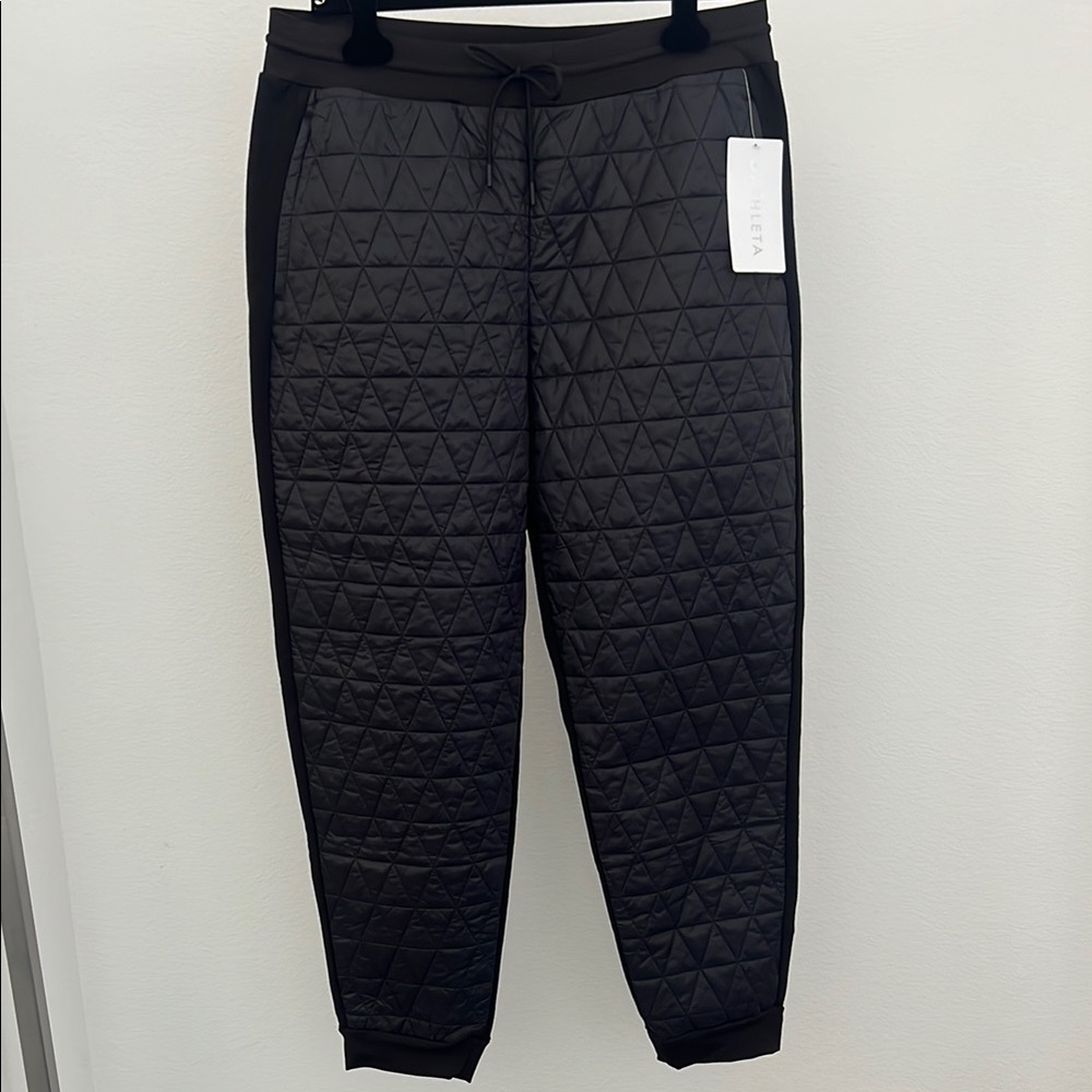 ATHLETA Solstice Jogger NWT Black Size 14 Quilted